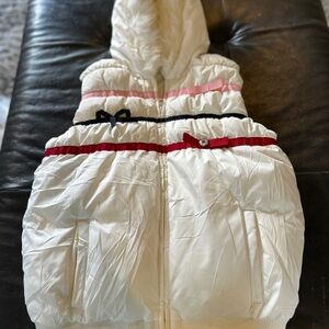 Crazy 8 White Puffer Vest with Red and Pink Accents